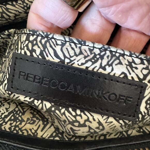 Rebecca Minkoff Black Leather Shoulder Bag Purse with Gold Hardware Chain Strap - Picture 12 of 16